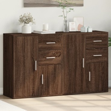vidaXL Βοηθητικά Ντουλάπια 2 τεμ. Καφέ Δρυς 60x31x70cm Επεξεργ. Ξύλο