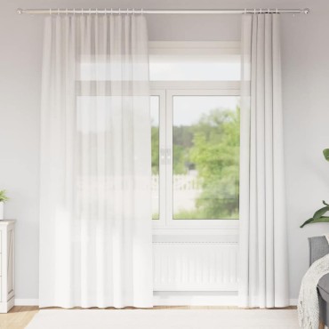 vidaXL Κουρτίνες Voile με βρόχους 2 τεμάχια Λευκό 140x245cm