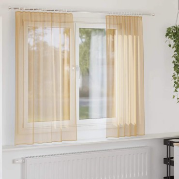 vidaXL Κουρτίνες Voile με βρόχους 2 τεμάχια Άμμος 140x175cm