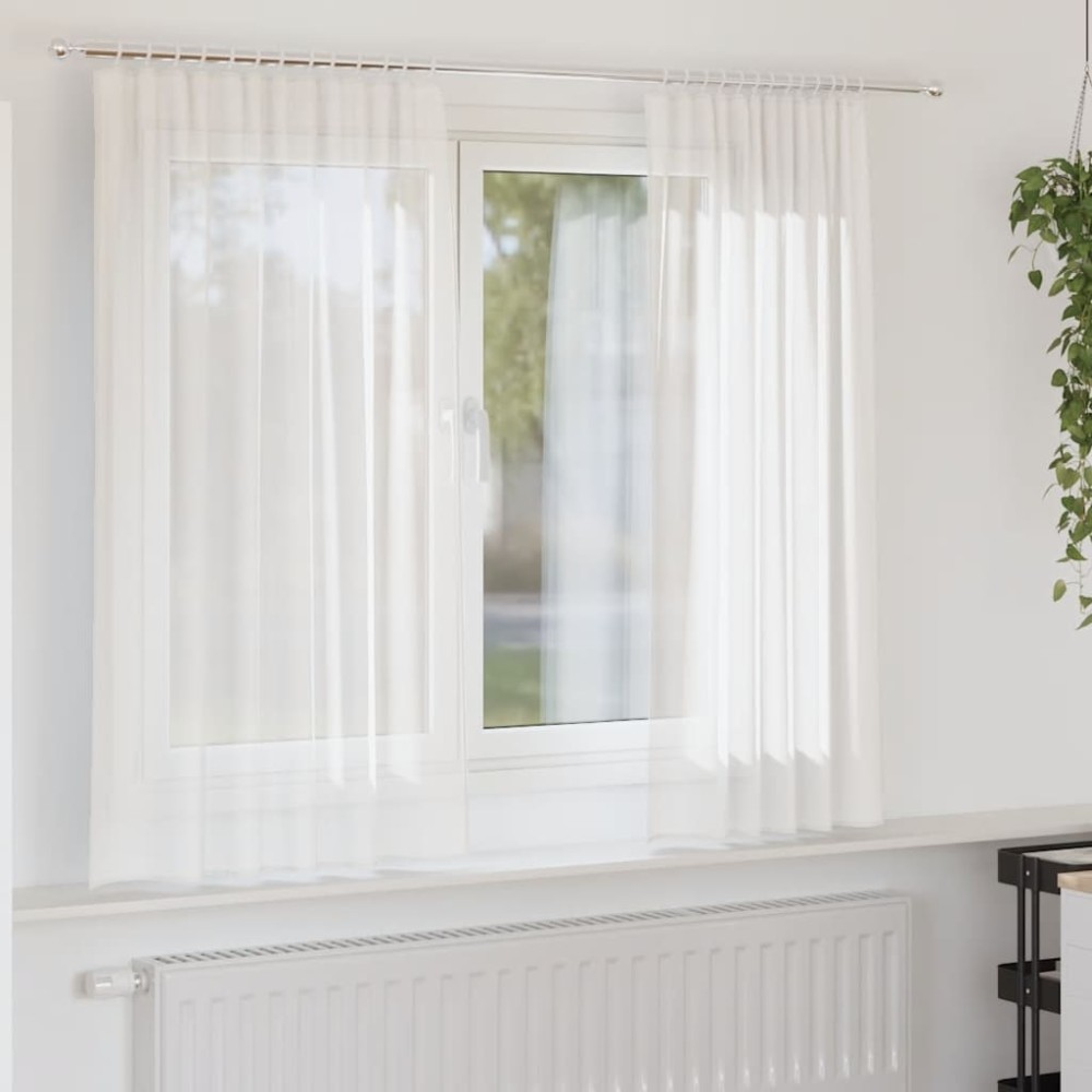 vidaXL Κουρτίνες Voile με βρόχους 2 τεμάχια Λευκό 140x175cm