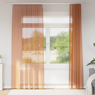 vidaXL Κουρτίνες Voile με βρόχους 2 τεμάχια Τερακότα 140x245cm