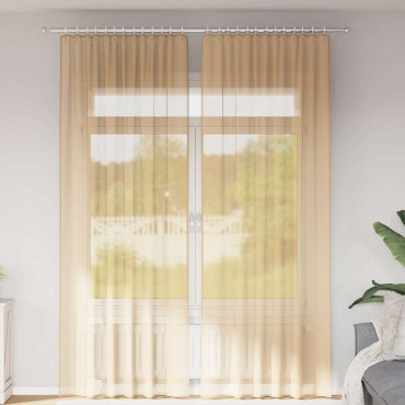 vidaXL Κουρτίνες Voile με βρόχους 2 τεμάχια Άμμος 140x260cm