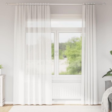 vidaXL Κουρτίνες Voile με βρόχους 2 τεμάχια Λευκό 140x225cm