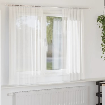 vidaXL Κουρτίνες Voile με βρόχους 2 τεμάχια Λευκό 140x140cm