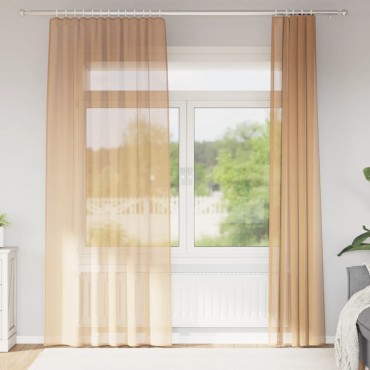 vidaXL Κουρτίνες Voile με βρόχους 2 τεμάχια Άμμος 140x245cm