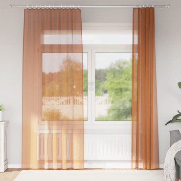 vidaXL Κουρτίνες Voile με βρόχους 2 τεμάχια Τερακότα 140x225cm