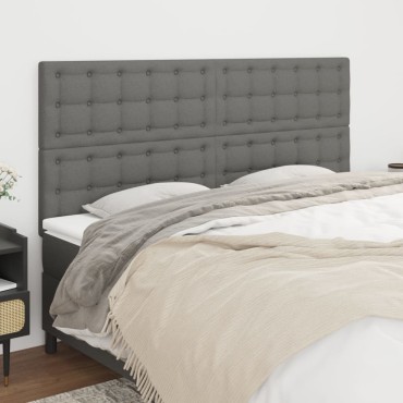 vidaXL Κεφαλάρια Κρεβατιού 4 τεμ. Σκ. Γκρι 80x5x78/88cm Υφασμάτινο