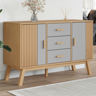 vidaXL Μπουφές OLDEN Γκρι & Καφέ 114x43x73,5cm από Μασίφ Ξύλο Πεύκου 1 τεμ.