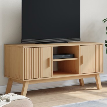 vidaXL Έπιπλο Τηλεόρασης OLDEN Καφέ 114x43x57cm Μασίφ Ξύλο Πεύκου