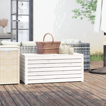 vidaXL Μπαούλο Κήπου Λευκό 101x50,5x46,5cm από Μασίφ Ξύλο Πεύκου 1 τεμ.