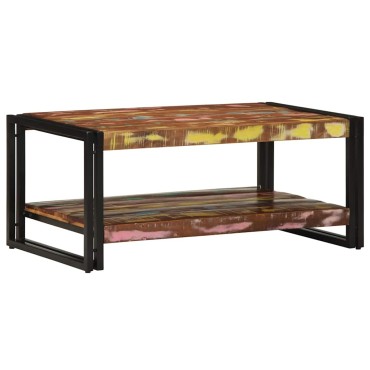 vidaXL Τραπεζάκι σαλονιού πολύχρωμο 90x50x38cm Ξύλο μασίφ αναγεννημένο 1 τεμ.