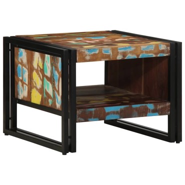 vidaXL Τραπεζάκι σαλονιού πολύχρωμο 50x50x38cm Ξύλο μασίφ αναγεννημένο 1 τεμ.