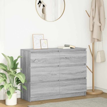 vidaXL Sideboard Γκρι Sonoma 100x35x76cm Ξύλινο μηχανουργικό ξύλο 1 τεμ.