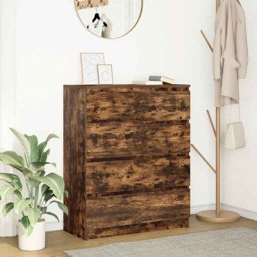 vidaXL Sideboard Καπνιστή δρυς 80x35x99cm Κατασκευασμένο ξύλο 1 τεμ.