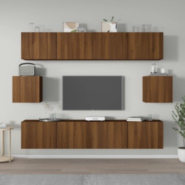 vidaXL Σετ Επίπλων Τηλεόρασης 6 τεμ. Καφέ δρυς Επεξ. Ξύλο