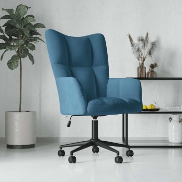 vidaXL Πολυθρόνα Relax Μπλε Βελούδινη 61,5x69x(94,5-102)cm 1 τεμ.