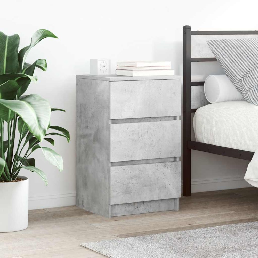 vidaXL Κομοδίνα με 3 συρτάρια 2 τεμ. Μπετόν Γκρι 39x35x65cm