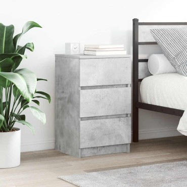 vidaXL Κομοδίνα με 3 συρτάρια 2 τεμ. Μπετόν Γκρι 39x35x65cm