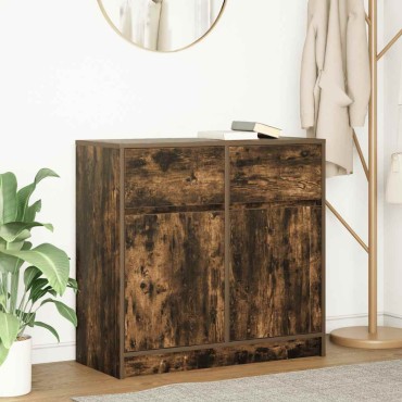 vidaXL Συρταριέρα με Συρτάρια Καπνιστή Δρυς 80x34x76cm Επεξ. Ξύλο 1 τεμ.