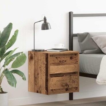 vidaXL Κομοδίνο Επιτοίχιο Όψη Παλαιού Ξύλου 38x34x40cm 1 τεμ.