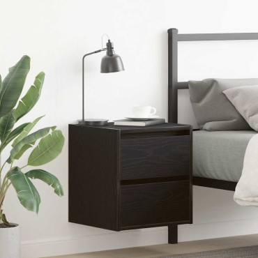 vidaXL Κομοδίνο Επιτοίχιο Μαύρη βελανιδιά 38x34x40cm 1 τεμ.