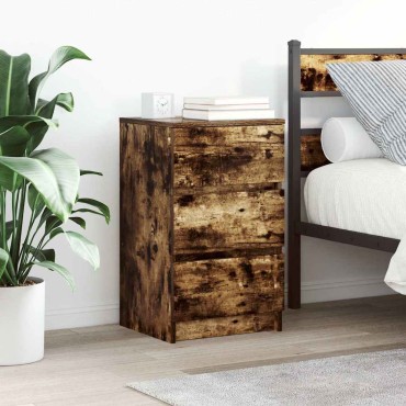 vidaXL Κομοδίνο με 3 συρτάρια Καπνιστή δρυς 39x35x65cm 1 τεμ.