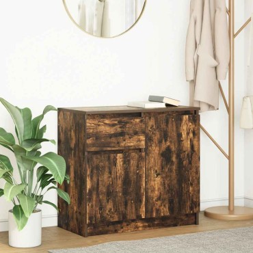 vidaXL Συρταριέρα με Συρτάρια Καπνιστή Δρυς 71x35x65cm Επεξ. Ξύλο 1 τεμ.