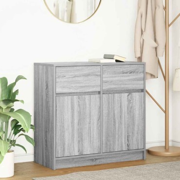 vidaXL Συρταριέρα με Συρτάρια Γκρι Sonoma 80x34x76cm από Επεξ. Ξύλο 1 τεμ.