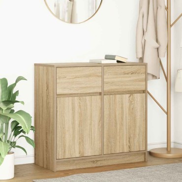 vidaXL Συρταριέρα με Συρτάρια Sonoma Δρυς 80x34x76cm από Επεξ. Ξύλο 1 τεμ.
