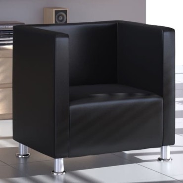 vidaXL Πολυθρόνα Cube Μαύρη από Συνθετικό Δέρμα 71x54x69cm 1 τεμ.