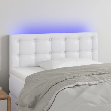 vidaXL Κεφαλάρι Κρεβατιού LED Λευκό 90x5x78/88cm από Συνθετικό Δέρμα 1 τεμ.