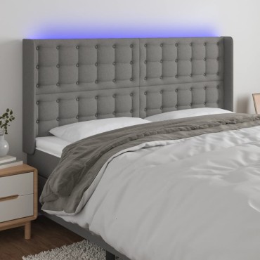 vidaXL Κεφαλάρι Κρεβατιού LED Σκούρο Γκρι 163x16x118/128cm Υφασμάτινο 1 τεμ.