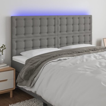 vidaXL Κεφαλάρι Κρεβατιού LED Σκούρο Γκρι 160x5x118/128cm Υφασμάτινο 1 τεμ.