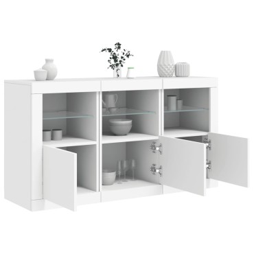vidaXL Μπουφές με LED Λευκός 123x37x67cm 1 τεμ.