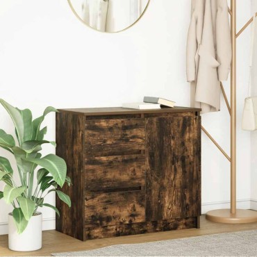 vidaXL Συρταριέρα με Συρτάρια Καπνιστή Δρυς 71x35x65cm Επεξ. Ξύλο 1 τεμ.