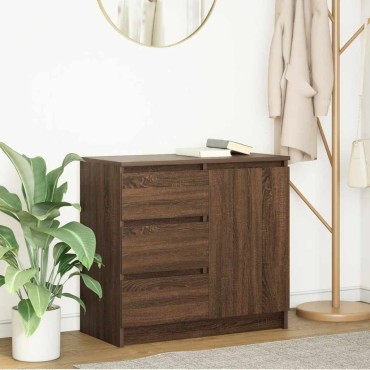 vidaXL Συρταριέρα με Συρτάρια καφέ δρυς 71x35x65cm Επεξ. Ξύλο 1 τεμ.