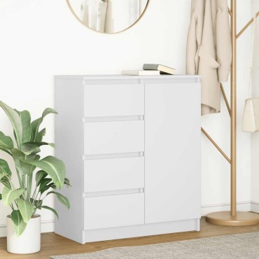 vidaXL Συρταριέρα με Συρτάρια Λευκή 71x35x84cm από Επεξ. Ξύλο 1 τεμ.