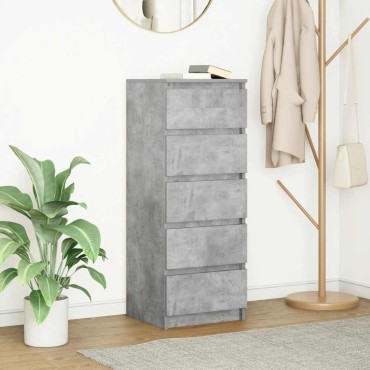 vidaXL Συρταριέρα με Συρτάρια Γκρι Σκυρ. 37,5x35x99cm από Επεξ. Ξύλο 1 τεμ.