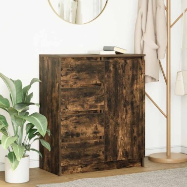 vidaXL Συρταριέρα με Συρτάρια Καπνιστή Δρυς 71x35x84cm Επεξ. Ξύλο 1 τεμ.