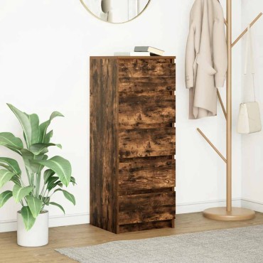 vidaXL Συρταριέρα με Συρτάρια Καπνιστή Δρυς 37,5x35x99cm Επεξ. Ξύλο 1 τεμ.