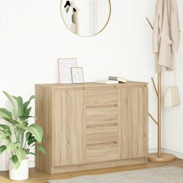vidaXL Συρταριέρα με Συρτάρια Sonoma Δρυς 100,5x35x76cm Επεξ. Ξύλο 1 τεμ.