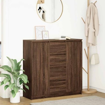 vidaXL Συρταριέρα με Συρτάρια καφέ δρυς 100,5x35x98,5cm Επεξ. Ξύλο 1 τεμ.