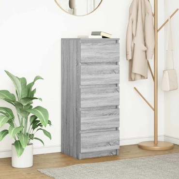 vidaXL Συρταριέρα με Συρτάρια Γκρι Sonoma 37,5x35x99cm από Επεξ. Ξύλο 1 τεμ.