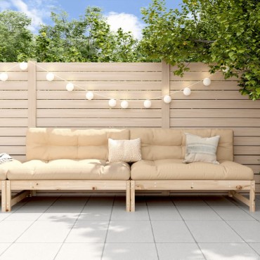 vidaXL Καναπέδες Κήπου Μεσαίοι 2 τεμ. Γκρι 120x80cm Μασίφ Ξύλο Πεύκου Διθέσιος