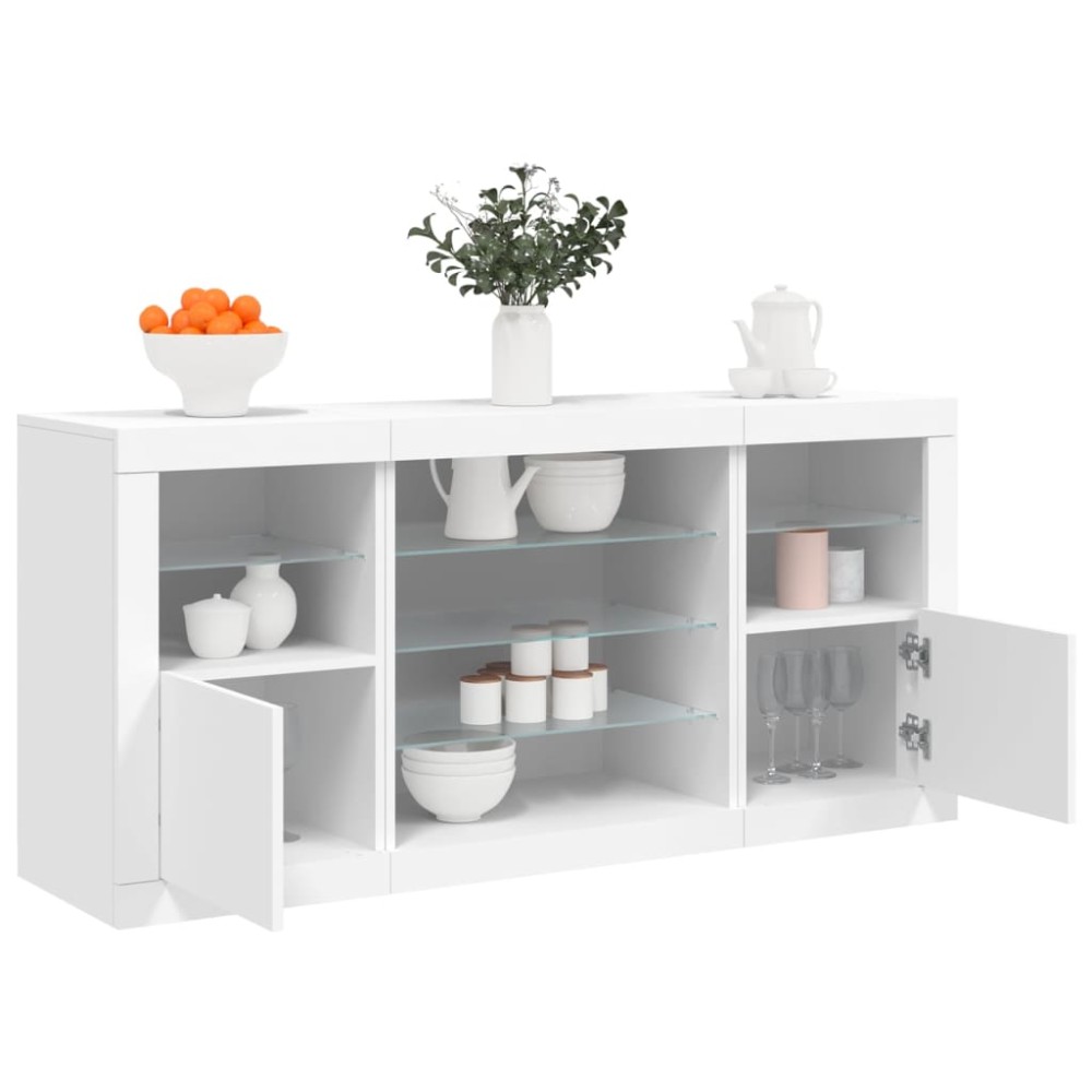 vidaXL Μπουφές με Φώτα LED Λευκός 142,5x37x67cm 1 τεμ.