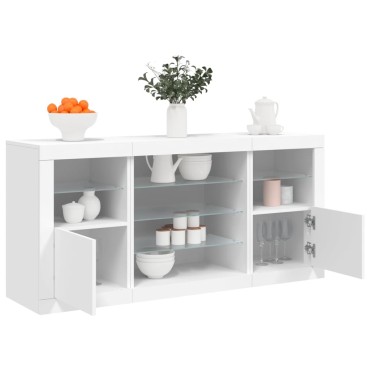 vidaXL Μπουφές με Φώτα LED Λευκός 142,5x37x67cm 1 τεμ.