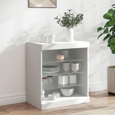 vidaXL Μπουφές με Φώτα LED Λευκός 60,5x37x67cm 1 τεμ.