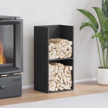 vidaXL Ράφι Καυσόξυλων Μαύρο 40x30x80 εκ. Χάλυβας ψυχρής έλασης