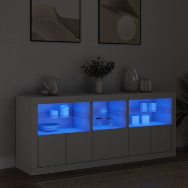 vidaXL Μπουφές με Φώτα LED Λευκός 162x37x67cm 1 τεμ.