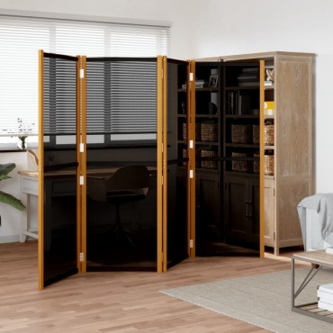 vidaXL Διαχωριστικό Δωματίου με 4 Πάνελ Μαύρο 280x180cm 1 τεμ.